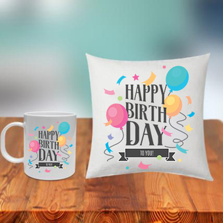 Cute Birthday Cushion Mug Set