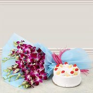 Premium Pineapple Cake From 5 Star With Lovely orchids