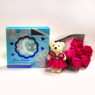Red Roses bouquet with Teddy and Diary