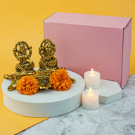 Beautiful Lakshmi Ganesh Idol With LED Diya Set