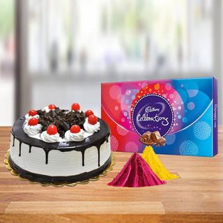 Black Forest Cake and Celebration Chocolate with Free Gulal