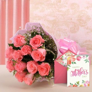 Mothers Day Pink Flowers and Card
