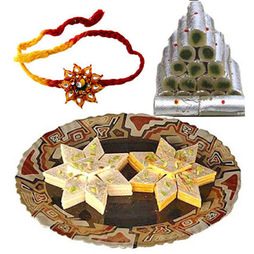 Kaju Burfi & Kaju Roll with 2 Rakhis