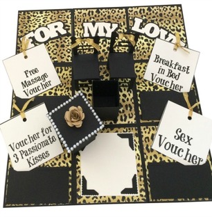 Handmade Romantic Explosion Box- Leopard print