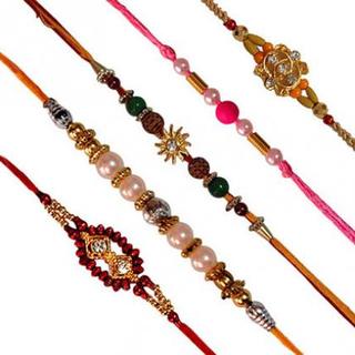 Set of 5 Rakhis-Mixed