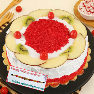 Red Velvet Fruit Punch Cake with Rakhi