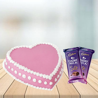 Heart Shape Strawberry Cake with Cadbury Silk Combo