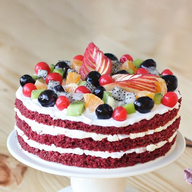 Exclusive Red Velvet Cake with Fruits