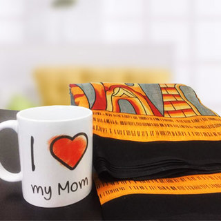 Designer Saree with Photo Mug