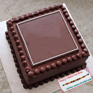 Square Chocolate Cake with Rakhi