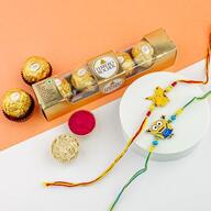 Pikachu & Minion Rakhi with Ferrero Rocher