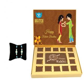 Rakhi chocolate box with Blue Stone Rakhi