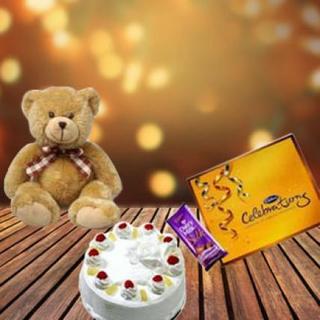 Valentine Cake, Teddy and Assorted Chocolates