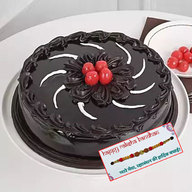 Chocolate Truffle Cream Cake with Rakhi