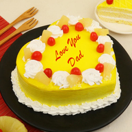 Father's Day Premium Heart Shape Pineapple Cream Cake