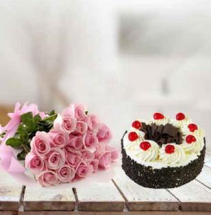 Black Forest Cake & Pink Roses