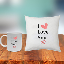 I Love You Cushion and Mug