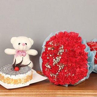 Beautiful carnation and butterscotch cake Combo