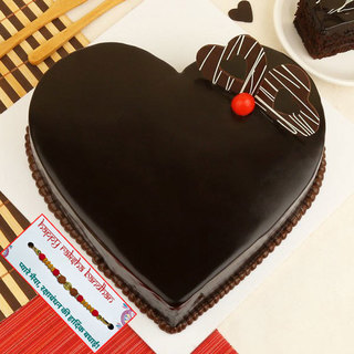 Heart Shape Truffle Cake with Rakhi