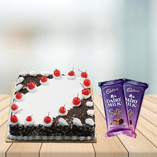 Square Black Forest Cake with Cadbury Silk Combo