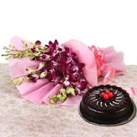 Premium Chocolate Truffle Cake From 5 Star With Lovely orchids