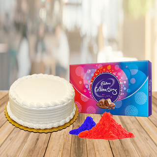 Vanilla Cake and Celebration Chocolate with Free Gulal