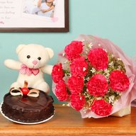 Beautiful carnation and chocolate cake Combo