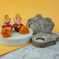 Lakshmi-Ganesh Diwali With Hand Diya