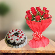 Special Black Forest Cake & Red Roses