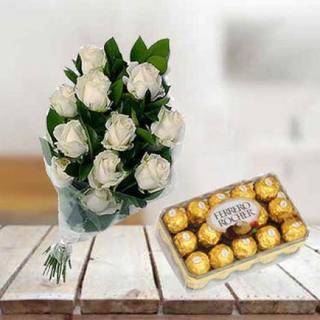 White Roses with Chocolate