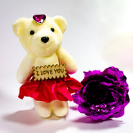 I Love You teddy with a Purple Rose