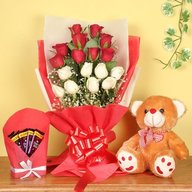 Cute Red roses, teddy and chocolate Combo