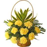 Valentine Yellow Carnation Basket