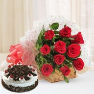 Premium Black Forest Cake From 5 Star With Lovely Red Roses