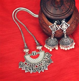 German Silver String Necklace Set