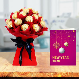 Ferrero Rocher Bouquet with New Year Greeting Card