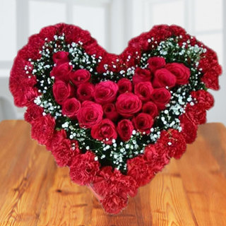 Heart In Heart Red Flowers Bouquet