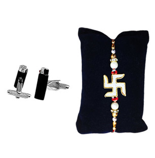 Swastik Rakhi and Cufflink Set