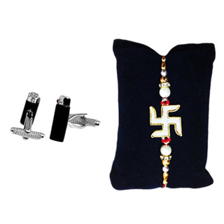 Swastik Rakhi and Cufflink Set