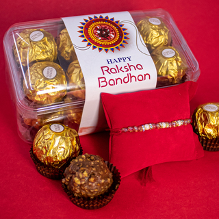 Pearl Rakhi and 16 pc Ferrero Rocher