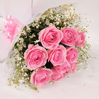 Valentine Pink Roses Bunch
