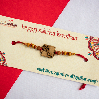 Om and Swastik Beads Rakhi