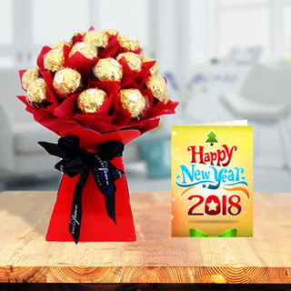 Ferrero Rocher Bouquet with New Year Greeting Card