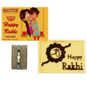 Happy Rakhi White Chocolate with Blue Rakhi