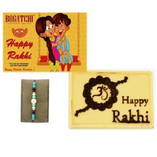 Happy Rakhi White Chocolate with Blue Rakhi