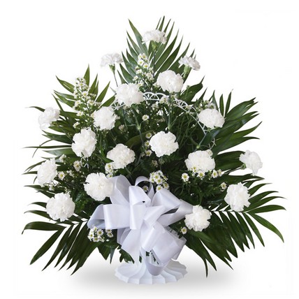 White Carnation Basket