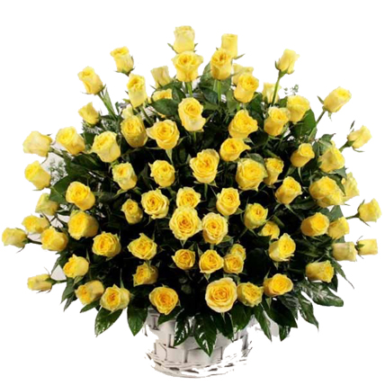 Yellow Roses Basket