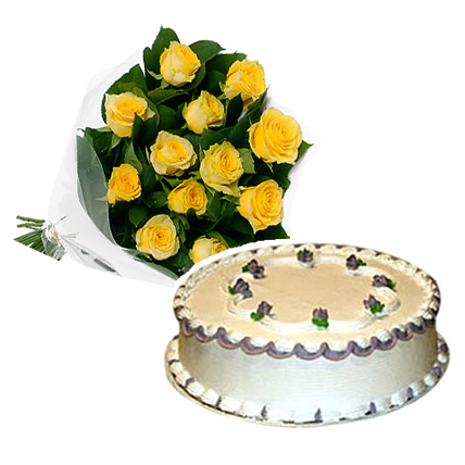 Yellow Roses & Vanilla Cake