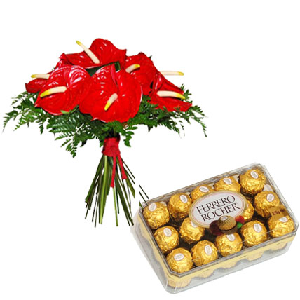 Anthurium Bouquet & Chocolate