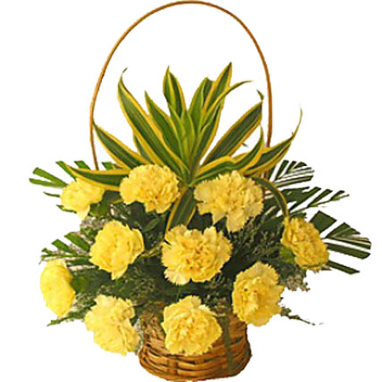 Yellow Carnation Basket